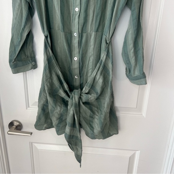 Zara Zoe Moss Army Green Cotton Blend Collared Mini Dress  Size Small - Picture 5 of 14